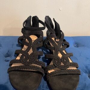 Lauren Conrad Sandals Shoes Women’s Size 12 Black Boho Ankle Strap Preowned